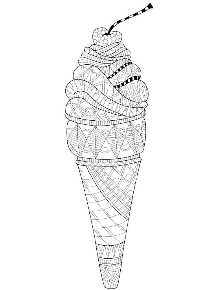 Ausmalbilder Eiscreme für Erwachsene - Kostenlose Malvorlagen